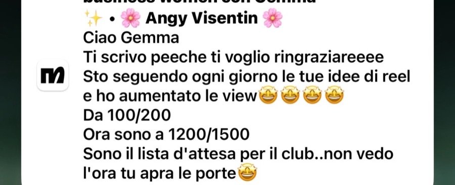 Messaggio: seguendo ogni giorno le idee dei reel le views sono passate da 100 a 1500