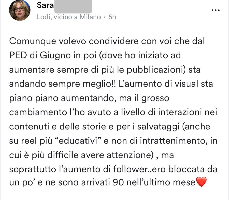 Commento: dal piano editoriale di giugno le pubblicazioni e le interazioni sono aumentate
